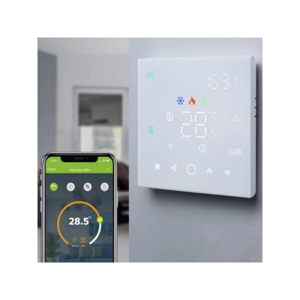 Melfi™ MATRIX WiFi Room AC Smart Thermostat for 0-10VDC Modulating Chiller Water Ac Systems 24VAC With Alexa Google Home IFTTT Support, Compatible for Honeywell T6865, Seimens RDF340 etc (MATRIX WHITE)