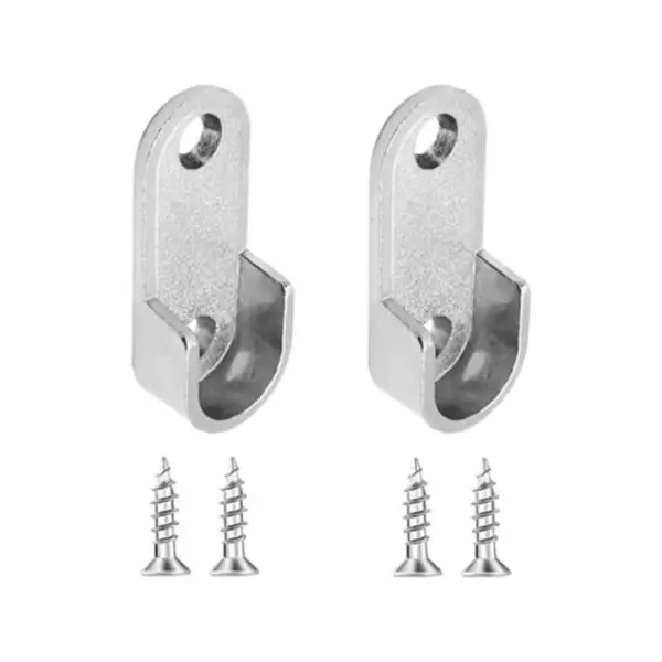 Biella 2pcs Oval Closet Rod End Flange Bracket Supports Furniture Hardware Accessories Wardrobe Tube Support Bracket with Screws Clothes Hanging Rod Holder