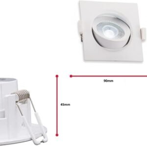 Melfi™ Adjustable Square LED Downlight 7W 240VAC -White Ceiling Spotlight IP40 Rated | For Indoor Home & Office Use (3000K Warm White)