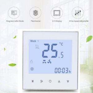 Melfi SQUARE Series WiFi Room AC Smart Thermostat for 0-10VDC Modulating Chiller Water Ac Systems 24VAC With Alexa Google Home IFTTT Support, Compatible for Honeywell T6865, Seimens RDF340 etc