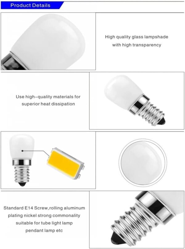 Melfi™ Led Fridge Light Bulb E14 3w Refrigerator Corn Bulb Led Lamp White Replace Halogen Chandelier Lights Led Spotlight Energy Saving For Home Lighting - Image 4