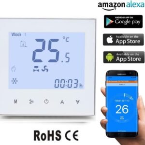 Melfi SQUARE Series WiFi Room AC Smart Thermostat for 0-10VDC Modulating Chiller Water Ac Systems 24VAC With Alexa Google Home IFTTT Support, Compatible for Honeywell T6865, Seimens RDF340 etc