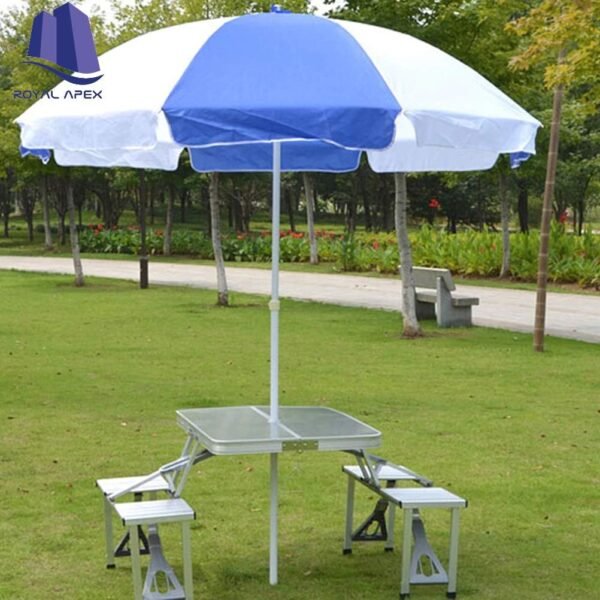 Royal Apex Portable Sunshade,Parasol,Sun Shade Umbrella,Inclined,Heat Insulation,Anti-Ultraviolet Function,Commonly Used in Garden,Beach,Patio,Fishing Essential – Blue & White