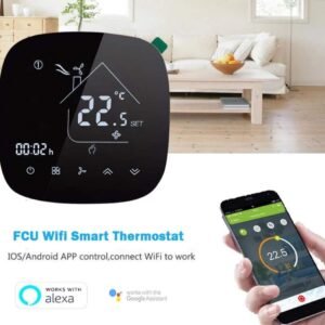 Melfi Luxury Design Wifi Programmable Room Smart Thermostat, Energy Saving Fcu Central Air Conditioner Cooling Temperature Touch Controller 95-240Vac With Alexa Echo Google Home Ifttt Support