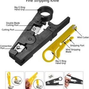 Melfi™ 9 In 1 Professional Network Installation & Wiring Maintenance Repair Tool Kit. Remote LED Continuity Test Box, Screwdrivers, Cutters & Strippers,Crimper & Krone Punch Down Tool in a Zipper Case