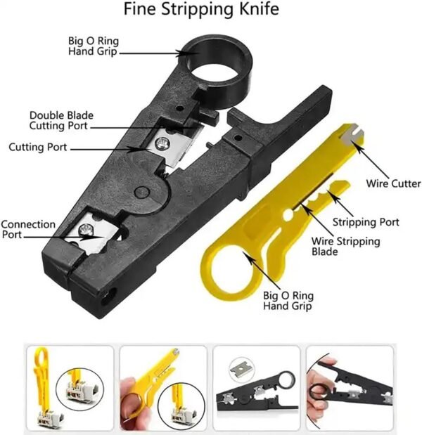 Melfi™ 9 In 1 Professional Network Installation & Wiring Maintenance Repair Tool Kit. Remote LED Continuity Test Box, Screwdrivers, Cutters & Strippers,Crimper & Krone Punch Down Tool in a Zipper Case - Image 6