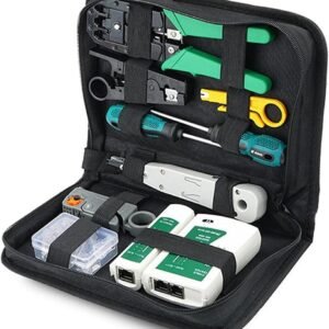 Melfi™ 9 In 1 Professional Network Installation & Wiring Maintenance Repair Tool Kit. Remote LED Continuity Test Box, Screwdrivers, Cutters & Strippers,Crimper & Krone Punch Down Tool in a Zipper Case