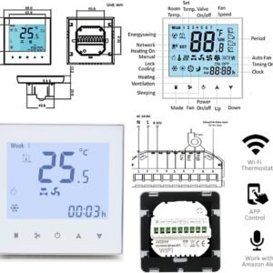 Melfi SQUARE Series WiFi Room AC Smart Thermostat for 0-10VDC Modulating Chiller Water Ac Systems 24VAC With Alexa Google Home IFTTT Support, Compatible for Honeywell T6865, Seimens RDF340 etc