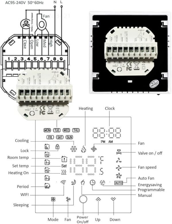 Melfi™ MATRIX WiFi Room AC Smart Thermostat for 0-10VDC Modulating Chiller Water Ac Systems 24VAC With Alexa Google Home IFTTT Support, Compatible for Honeywell T6865, Seimens RDF340 etc (MATRIX WHITE) - Image 6