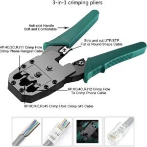 Melfi™ 9 In 1 Professional Network Installation & Wiring Maintenance Repair Tool Kit. Remote LED Continuity Test Box, Screwdrivers, Cutters & Strippers,Crimper & Krone Punch Down Tool in a Zipper Case