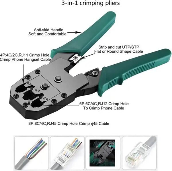 Melfi™ 9 In 1 Professional Network Installation & Wiring Maintenance Repair Tool Kit. Remote LED Continuity Test Box, Screwdrivers, Cutters & Strippers,Crimper & Krone Punch Down Tool in a Zipper Case