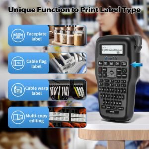 Melfi Handheld Label Maker Machine with Keyboard - Portable Label Maker with QWERTY Keyboard, Industrial Pro Label Printer with Type-C Cable, Easy Labeler for Industrial, Home, Office