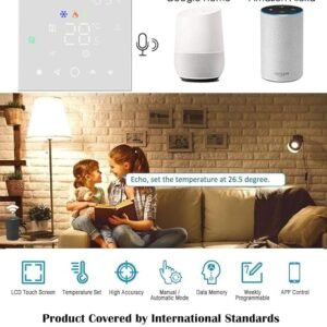 Melfi™ Wifi Programmable AC Smart Thermostat MATRIX 24VAC | Energy Saving FCU Central Air Conditioner Controller with Alexa Echo Google Home | 3 Speed Fan with Auto & Child Lock (MATRIX WHITE 24VAC)