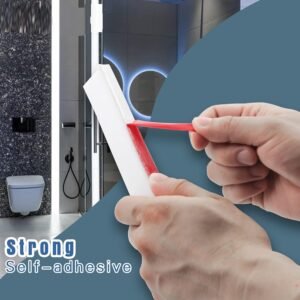 Poaker Silicone Floor Water Barrier, Waterproof Self-adhesive Bathroom Floor Seal Shower Dam Prevents Overflow of Water, Sink Edging Seal Strip, Wet & Dry Separation