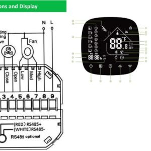 Melfi Luxury Design Wifi Programmable Room Smart Thermostat, Energy Saving Fcu Central Air Conditioner Cooling Temperature Touch Controller 95-240Vac With Alexa Echo Google Home Ifttt Support