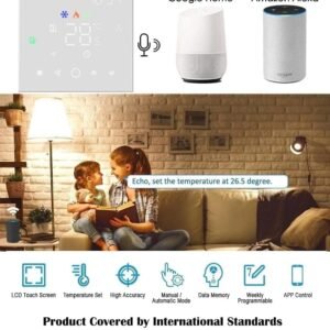 Melfi™ MATRIX WiFi Room AC Smart Thermostat for 0-10VDC Modulating Chiller Water Ac Systems 24VAC With Alexa Google Home IFTTT Support, Compatible for Honeywell T6865, Seimens RDF340 etc (MATRIX WHITE)