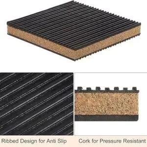 Biella 4 Pack Rubber Anti-skid Vibration Pads With Cork Material 4" X 4" X 7/8" For Air Conditioner,HVAC System, Compressors, Washer And Dryer Noise And Vibration Reduction