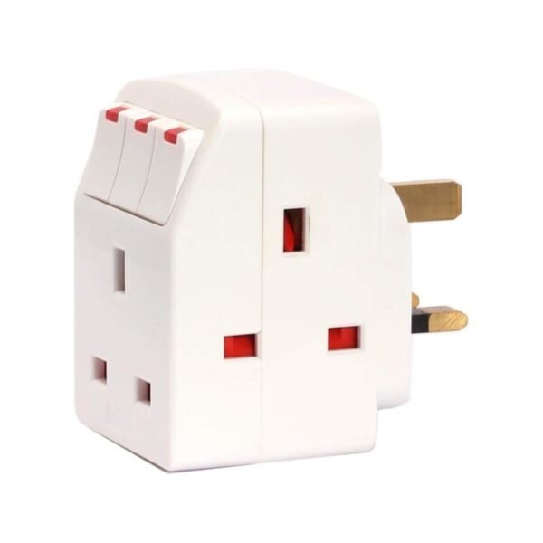 ESMA Approved 3Way British Plug Multi Adapter with Individual Switches, BS1362 Fused UK Plug Adaptor