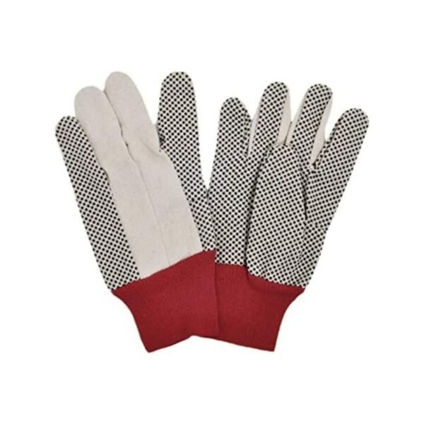 Royal Apex Drill Doted Cotton Gloves Knitted Glove Safety Dotted Grip Free Size 8OZ (12 Pair)