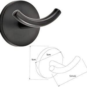 Biella™ 2 Pack Matte Black Towel Hooks Single Robe Hook Wall Mounted Holder for Bathroom, Kitchen, Bedroom Towel Hangers etc…