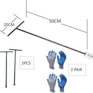 Biella Manhole Open Key (50cm) And Grip Gloves For Using Heavy Concrete Sewer Drainage Ditch Rolling Gate (2pcs Man Holekey And 4pcs Grip Glove)