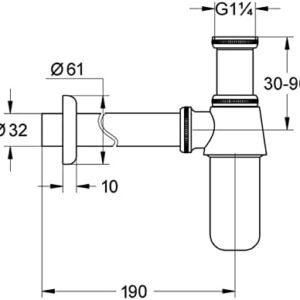 Royal Apex Chrome Plated (CP) Bathroom Basin Sink Bottle Trap Waste Pipe 1-1/4 inch Slip Inlet Drain Tube Kit.