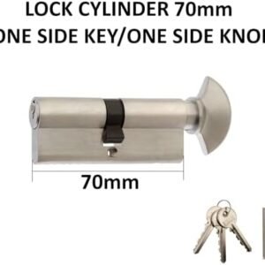 Biella Brass Cylinder Lock Barrel Profile Lock with 3 Keys Lock Anti-Rust Suitable For Wooden Doors, Aluminum Doors (KNOB TYPE, 70MM)