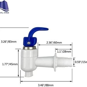 Royal Apex 2 Pcs Sets Water Cooler Faucet, Plastic Water Dispenser Tap, Water Bottle Jug Spigot Spout Valve Replacement Parts, Hot and Cold Internal Thread