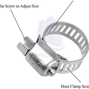 Royal Apex 6Pcs GI Hose Clips -Adjustable Worm Drive Pipe Clamps for Securing Hose Connections for Household Gas Lines, Water Pipes, Industrial Hoses, Oil Pipes etc (22-16mm)