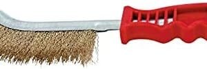 Beorol Steel Coated Hand Brush Wire Brush With Pvc Handle For Cleaning Rust & Slag (Gold)