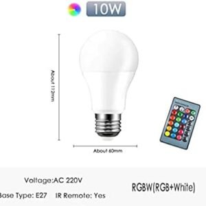 Royal Apex Color Changing Light Bulb with Remote 10W, Dimmable LED Light Bulbs, E27 Screw Base, RGB & Soft Warm White, 16 Color Choices for Home Decor, Bedroom, Dance & Stage Party etc (Single Pack)