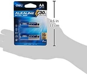 Deli Aa Lr6 Alkaline Battery 2-Pieces, Blue/Silver, E18500