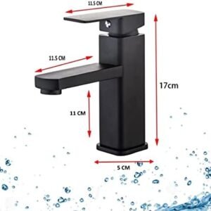 Biella™ Matte Black Bathroom Basin Mixer With Pop Up Drain And Hoses - Modern Hot & Cold Water Lavatory Washbasin Faucet For Kitchen Bathroom