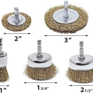 Biella™ 5Pcs Brass Coated Wire Brush Wheel & Cup Brush Set with 1/4-Inch Shank, Coated Wire Drill Brush Set Perfect for Removal of Rust/Corrosion/Paint - Reduced Wire Breakage and Longer Life