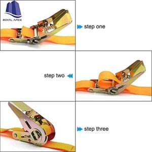 Royal Apex 1”x 6M Portable Heavy Duty Tie Down cargo Strap Luggage Lashing Strong Ratchet Strap Belt with Metal Buckle