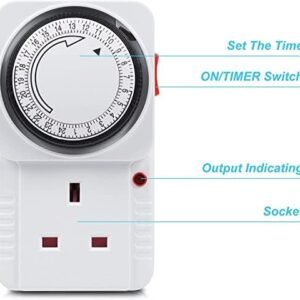 Melfi™ 24hrs Programmable Electronic Plug In Timer Switch 220-240V ~ 13A for Lights and Home Appliances