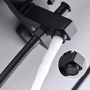 Biella™ Matte Black Single Lever Wall Mount Bathroom Shower Faucet - Bathtub Hot Cold Mixer Tap Shower Mixer with Handheld Shower Head