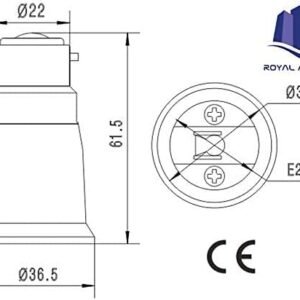 Royal Apex 5pcs B22 to E27 5-Pack Lamp Holder Converter Base Bulb Socket Adapter LED Light Screw Adapter Converter