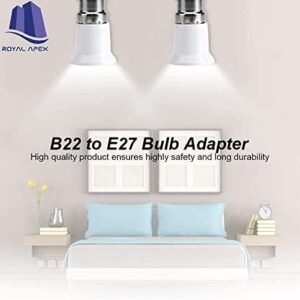 Royal Apex 5pcs B22 to E27 5-Pack Lamp Holder Converter Base Bulb Socket Adapter LED Light Screw Adapter Converter