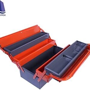 Royal Apex 5 Compartment Double Handle Metal Tool Kit Box for Tools/Tool Box for Home, Company, Workshop and Garage Orange & Grey