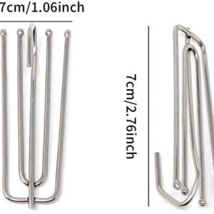 Beilla 30 pcs Stainless Steel Curtain Pleater Tape Hooks, Stainless Curtain Pleat Hook, 4 Prongs Pinch Pleat Hook,Traverse Pleater 4 End Hooks (Stainless Metal)