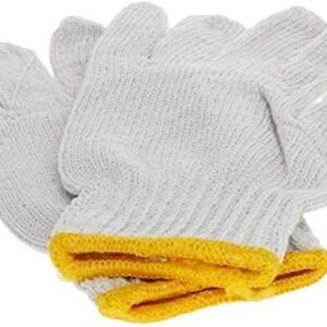 Royal Apex Plain Gloves with Yellow Edge Washable Cotton Glove Protective Industrial Work Gloves 12 pair