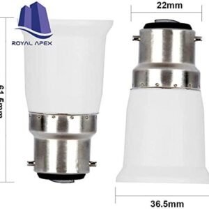 Royal Apex 5pcs B22 to E27 5-Pack Lamp Holder Converter Base Bulb Socket Adapter LED Light Screw Adapter Converter