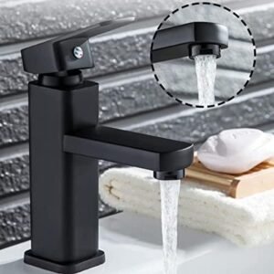 Biella™ Matte Black Bathroom Basin Mixer With Pop Up Drain And Hoses - Modern Hot & Cold Water Lavatory Washbasin Faucet For Kitchen Bathroom