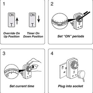 Melfi™ 24hrs Programmable Electronic Plug In Timer Switch 220-240V ~ 13A for Lights and Home Appliances