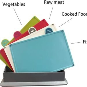 Biella™ Cutting Board Set - Chopping Board with Color Coded Food Icon for Meat Vegetable Fruit Fish