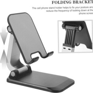 Melfi™ Q7 Foldable Cell Phone Stand, Height Adjustable Cell Phone Holder with Silicon Pad for Desk. Fully Forldable Mobile Phone Holder, Compatible with All Mobile Phones