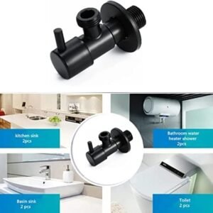 Biella Angle Stop Valve 1/2 inch x Matte Black Shut Off Water Control Faucet Single Handle Shower Triangle for Bathroom Toilet Bidet