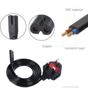 Melfi™ 1.2m UK Plug Electric Power Cord 13A with 2Pin Connector Power Supply Lead Extension Cable