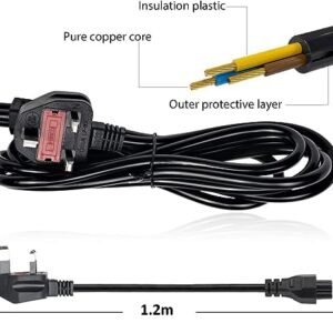 Melfi™ 1.2m UK Plug Electric Power Cord 13A with 3Pin Connector Power Supply Lead Extension Cable